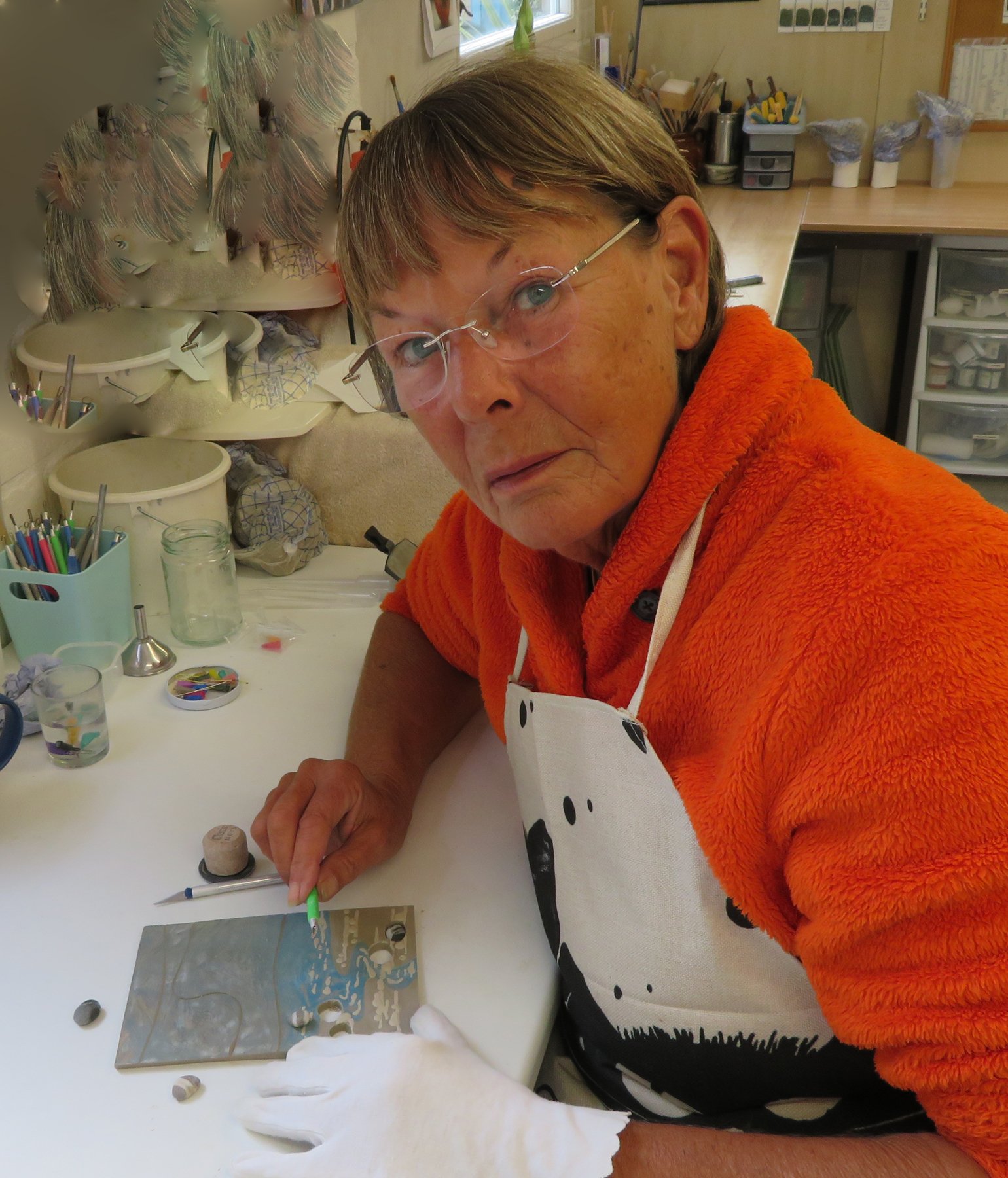 Juliet A Gorman at work in studio